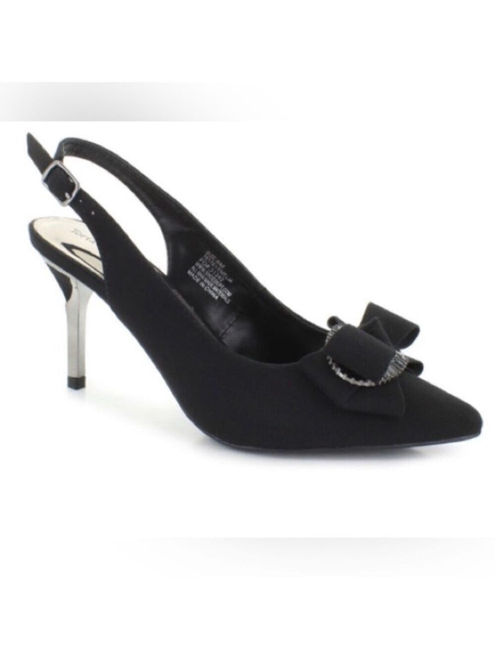 Torta Caliente Black Pointed-Toe Pumps with Decorative Bow On Vamp - Size 8W